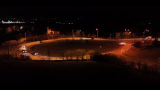 Roundabout at night 2 - from the hill - time lapse - cars, truck - timelapse