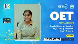 OET Recent Winner @ IRS Group | Crack OET | Testimony