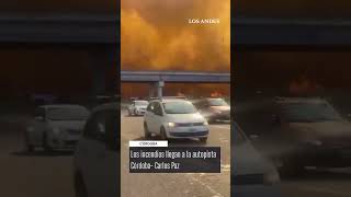 Incendios en Córdoba, cortaron el tránsito en la autopista a Carlos Paz por el avance de las llamas