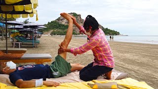 The World's Best THAI BEACH MASSAGE with Beautiful MOUNTAIN VIEW