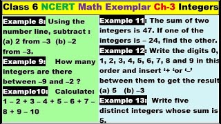 Class 6 Math Ch-3 Example 8 to 13 Math NCERT Exemplar Solution|MATH|NCERT|Integers|CBSE|Chapter 3|NC