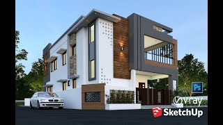 Sketchup exterior rendering in vray tutorial