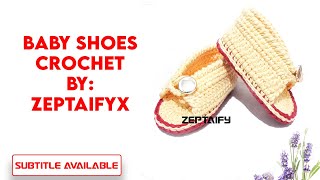 Tutorial How To Make Crochet Baby Shoes (Subtitle) - Sepatu Bayi Rajut 0-3 Bulan