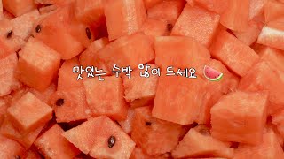 수박 자르는 방법🍉 수박씨는 이렇게 빼야 잘 빠져요~