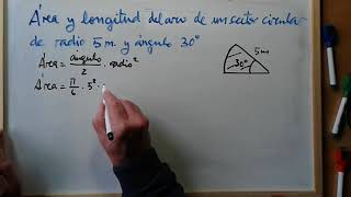 Área y longitud del arco de un sector circular