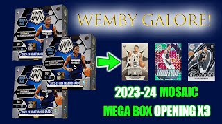 🔥On FIRE with BACK to BACK to BACK Wemby HITS🔥 - 2023-24 Mosaic MEGA Box Opening x3 + GIVEAWAY