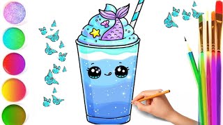 How to draw a Marmaid Frosty drink.Cómo dibujar una bebida Marmaid Frosty.Marmaid Frosty-Getränk.