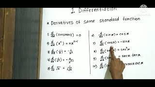 Class 12 Differentiation ( science and Arts) derivatives formulae