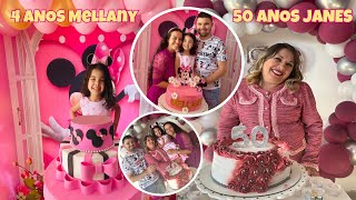 ANIVERSÁRIO DE 4 ANOS DA MELLANY (MINNIE ROSA) E DA MINHA SOGRA DE 50 ANOS (PRATA COM BORDÔ | 😍