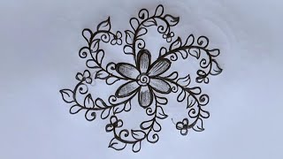 5*3 dots flower creepers rangoli design for beginners || chukkala muggulu@lavyacreativerangoli