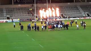 St.Helens winning the 2019 betfred super league league leaders shield