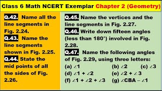 Class 6 Math Ch-2 Q 42 to Q 47 Math NCERT Exemplar Solution|MATH|NCERT|Geometry|CBSE|Chapter 2|NCERT