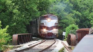 (4K) Nickel Plate Express Train Stops on the White River Trestle