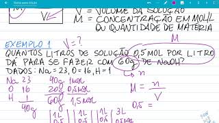 Professor Luiz da Joyce - Concentração em quantidade de matéria ou mol por litro