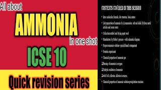 Ammonia quick revision | ICSE class 10 | Exam revision | Chapter 9