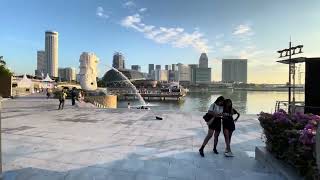 🇸🇬 Singapore Marina Bay Morning Walking Tour [4K 60fps]