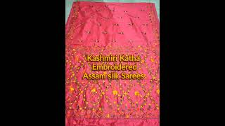 Kashmiri Katha Embroidered Assam silk sarees/Hand embroidered/light-weight saree/myngels#shortvideo