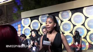 MissPhaShunta Interviews Sevyn Streeter at the 2014 Soul Train Awards red carpet