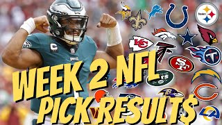 WEEK 2 NFL PICK RESULTS !