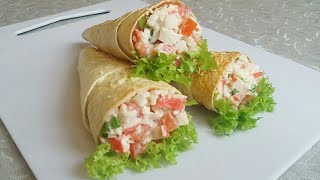 Красивая и вкусная закуска с крабовыми палочками