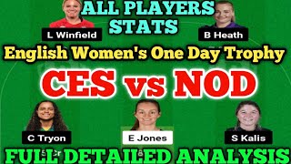 CES vs NOD Dream 11 Team | English Women's One Day Trophy | CES vs NOD Dream 11 Team Prediction