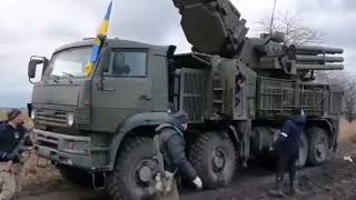 Оставленная техника ВС РФ включающая ЗРПК Панцирь-С1 / Abandoned ZRPK Pantsir-S1