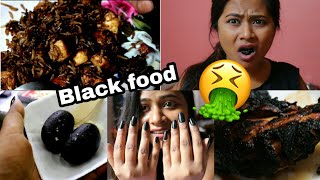 I Only Ate BLACK Food For 24 HOURS | Food Challenge! RIA