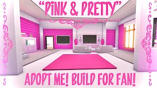 PINK & PRETTY Aesthetic FAN BUILD - Futuristic House - Kitchen & Family Room - Tour & Speed Build