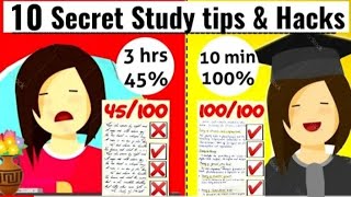 10 SECRET STUDY TIPS TO SCORE HIGHEST IN EXAMS ||FASTEST WAY TO COVER ENTIRE SYLLABUS | STUDY HACKS