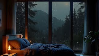 Rainy Night with Cozy Bed - Window View With Rain & No Thunder Sounds for Sleep Relax