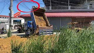 #SCARY ELECTRIC BOP/ Dozer Pushing Careful Truck Uploading Landfill Near SCARY ELECTRIC BOP