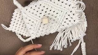 How to add a bead as a button on a macrame bag!