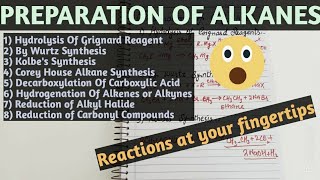 Hydrocarbon | Preparation of ALKANES | Methods Of Preparation Alkanes.