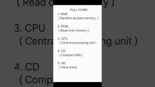 Full form #cpu #ram #rom #computer #important #importantfullform