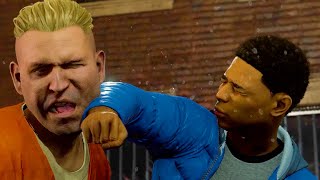 Miles punches a bully after escaping Rhino's rampage - Spider-Man Remastered PC