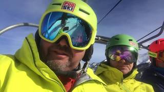 2019 PugSki Ski Test Team On A Lift at Copper Mountain, Colorado