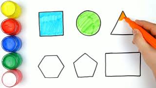 How to draw Geometric Basic Shapes for kids | Learn Shapes and Colors in English