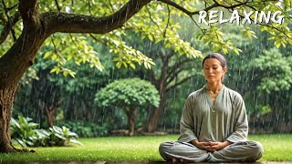 rainy day 🌧️ Mindfulness in the Rainy Meditation Garden, Soothing Sounds & Calm