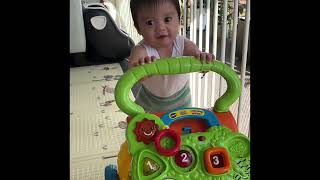 Baby’s first steps with push walker (vtech learning walker)