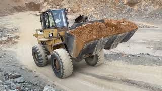 Volvo Excavator & Caterpillar Wheel Loaders Working On Mining Place