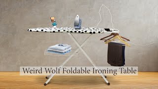 WEIRD WOLF Foldable Large Ironing Table with  Iron Rest and Cord Antenna