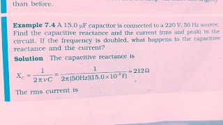 A 15.0 µF capacitor is connected to a 220 V, 50 Hz source. Find the capacitive reactance and the cur