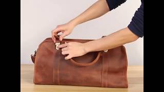 Leather Travel Bag Mens With Lock -- Woosir