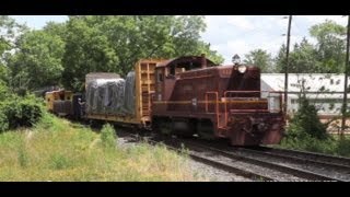 Privately Owned Locomotive Lehigh Valley #112 Drills Cars In Three Bridges, New Jersey