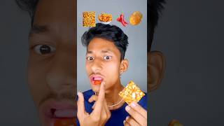 Peanut chikki, kurkure, chilli, Pani puri🥜🍟🌶️🍘#eatingchallenge #funny #food #mukbang #shorts