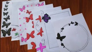 Butterfly border design || Border design for project || Easy border designs