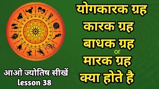 yogkarak,karak,badhak or marak grah kya hai. योगकारक,कारक,बाधक और मारक ग्रह। Astrology chapter 38