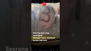 Seorang bayi yang tersangkut di pinggir kasur membuat kasian tapi lucu  #shortviral