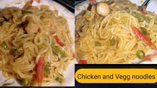 Chicken and veggies noodles. Knorr noodles. One pot masala sweet and sour noodles