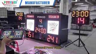 Professional LED basketball scoreboard with 24s shot clock RF remote control